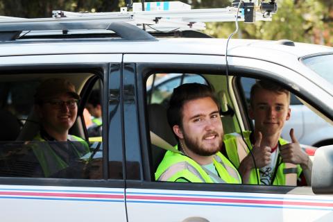 REU 2018: Lane detectives showing their pride after successful testing